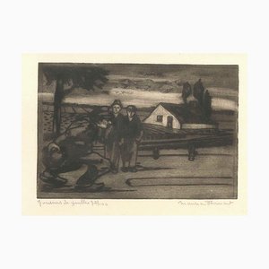 Joueurs de Boules - Original Etching by M. Flament - Early 1900 Early 20th Century-ZCI-755823