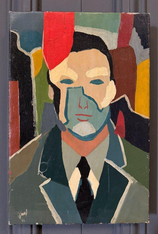 Jower, Modern Man with Tie Composition, 1966, Oil on Canvas