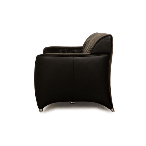 JR 3200 Leather Two-Seater Black Sofa from Jori