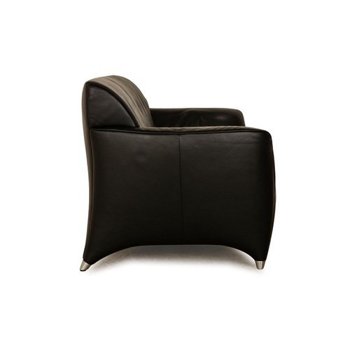 JR 3200 Leather Two-Seater Black Sofa from Jori