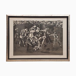 Juan Barjola, Tauromaquia: caída y cogida, 1994, Engraving, Framed-NUC-1823474