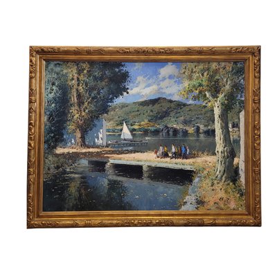 Juan de Palau, Lake of Bañolas, 1950s, Oil on Canvas-NUC-2024472