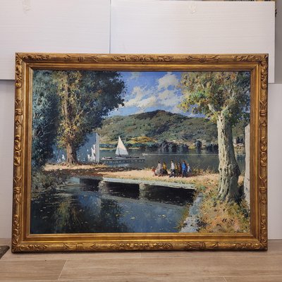 Juan de Palau, Lake of Bañolas, 1950s, Oil on Canvas-NUC-2024472