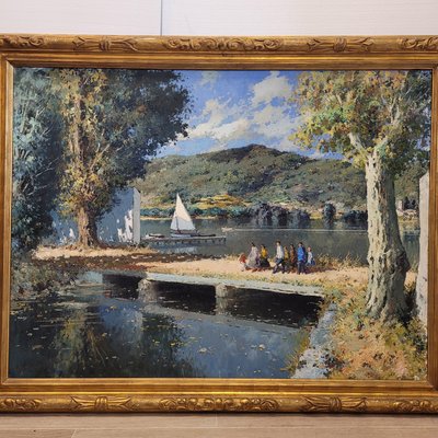 Juan de Palau, Lake of Bañolas, 1950s, Oil on Canvas-NUC-2024472