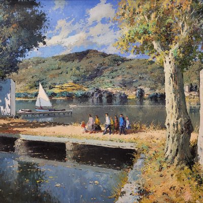 Juan de Palau, Lake of Bañolas, 1950s, Oil on Canvas-NUC-2024472