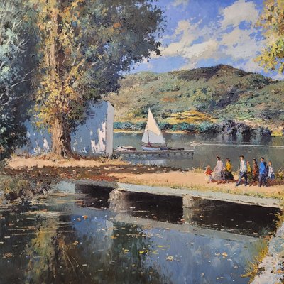 Juan de Palau, Lake of Bañolas, 1950s, Oil on Canvas-NUC-2024472