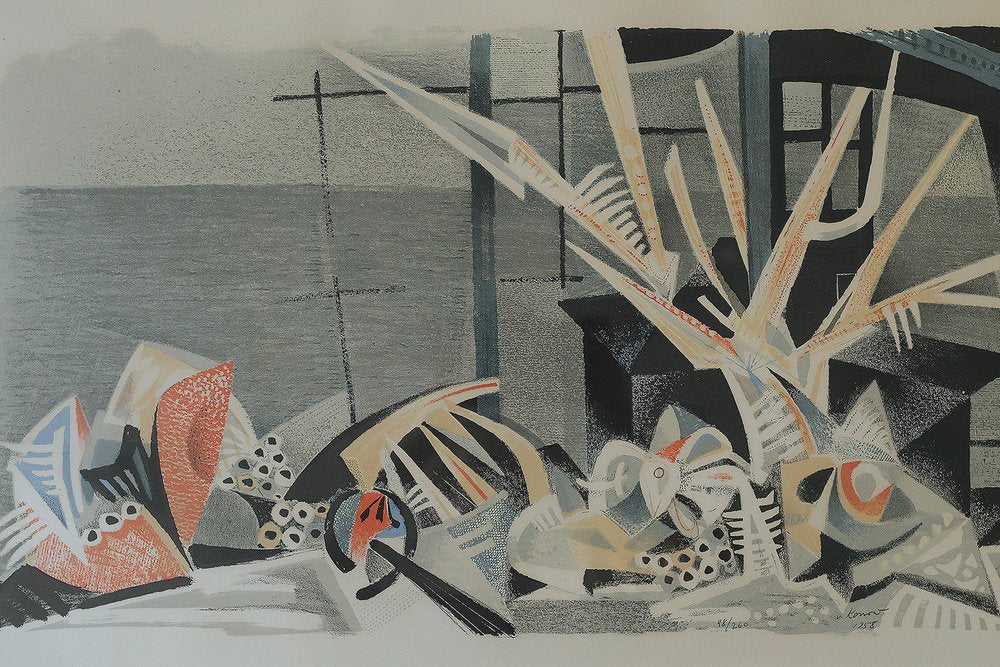 Jürgen Von Konow, Window View, Söndrum, Color Lithograph, 1958, Framed