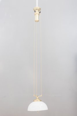 Jugendstil Adjustable Chandelier with White Opaline Glass, 1900s-SPD-733417