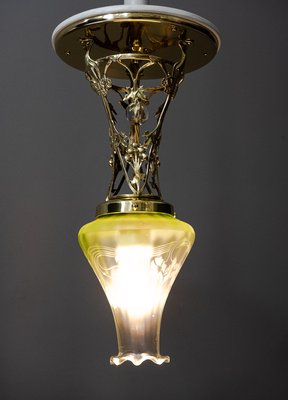 Jugendstil Ceiling Lamp with Original Glass Shade, Vienna, 1908-SPD-765272