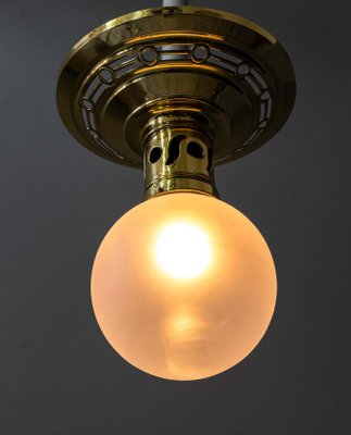 Jugendstil Ceiling Lamp with Original Opaline Glass Shade, 1900s-SPD-1085144