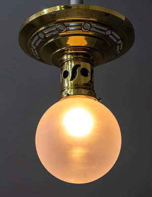 Jugendstil Ceiling Lamp with Original Opaline Glass Shade, 1900s-SPD-1085144