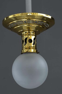 Jugendstil Ceiling Lamp with Original Opaline Glass Shade, 1900s-SPD-1085144