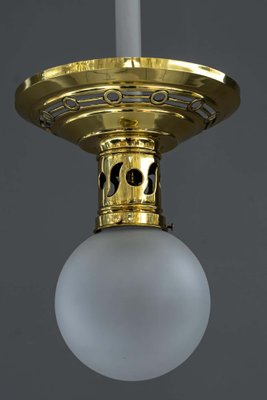 Jugendstil Ceiling Lamp with Original Opaline Glass Shade, 1900s-SPD-1085144