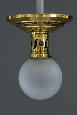 Jugendstil Ceiling Lamp with Original Opaline Glass Shade, 1900s-SPD-1085144