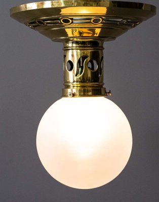 Jugendstil Ceiling Lamp with Original Opaline Glass Shade, 1900s-SPD-1085144