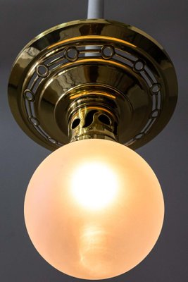 Jugendstil Ceiling Lamp with Original Opaline Glass Shade, 1900s-SPD-1085144