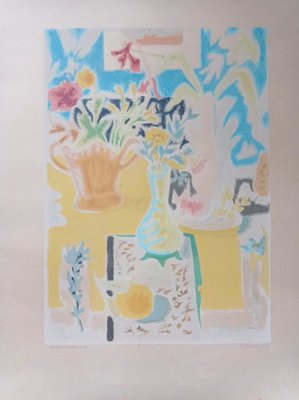 Jules Cavailles, Still Life, Original Hand-Coloured Lithograph, 1960s-NRC-1452827