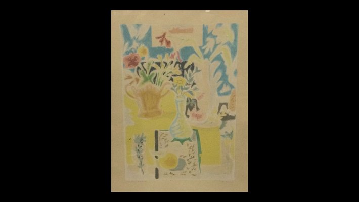 Jules Cavailles, Still Life, Original Hand-Coloured Lithograph, 1960s-NRC-1452827