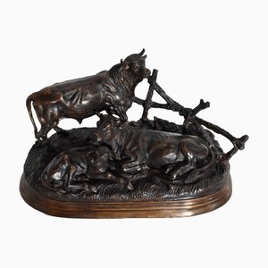 Jules Moigniez, Cows, Early 20th Century, Bronze-RVK-1441911