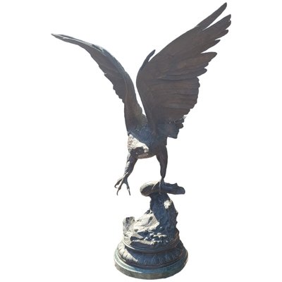 Jules Moigniez, Eagle Sculpture with Open Wings, 1980s, Bronze-TCS-1742838