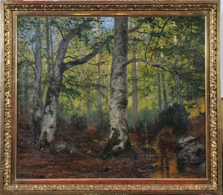 Julius Wentscher, Landscape with a Spring in the Forest, 1890s, Oil on Canvas-QOR-2017385