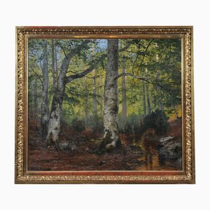 Julius Wentscher, Landscape with a Spring in the Forest, 1890s, Oil on Canvas-QOR-2017385