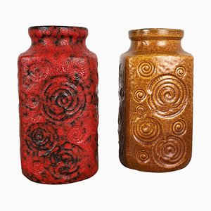 Jura 282-20 Pottery Fat Lava Vases from Scheurich, Germany 1970s, Set of 2-QZ-1052944