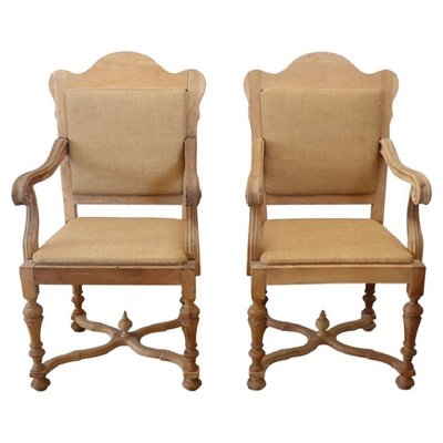 Jute and Poplar Wood Armchairs, 1930s, Set of 2-DCO-1360199