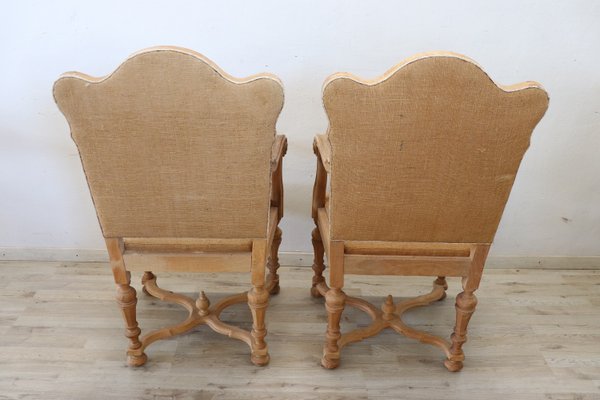 Jute and Poplar Wood Armchairs, 1930s, Set of 2-DCO-1360199