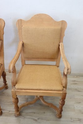 Jute and Poplar Wood Armchairs, 1930s, Set of 2-DCO-1360199