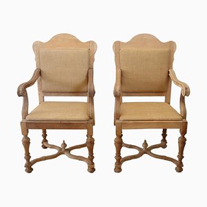 Jute and Poplar Wood Armchairs, 1930s, Set of 2-DCO-1360199