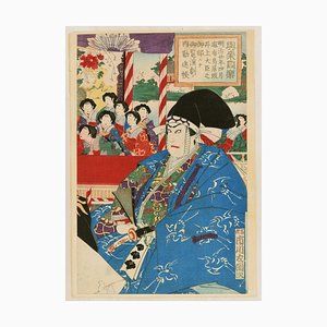 Kabuki Scene from ''Kanjincho'' - Original Woodcut by 1887 ca. 1887 ca.-ZCI-760097