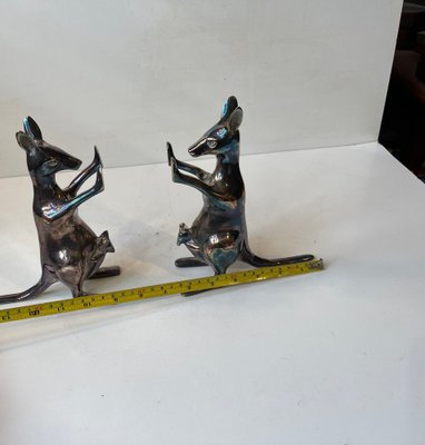 Kangaroo Bookends in Silver Plated Brass, 1970s, Set of 2-LCR-1706008