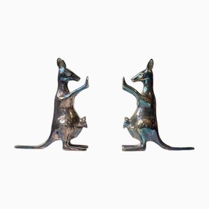 Kangaroo Bookends in Silver Plated Brass, 1970s, Set of 2-LCR-1706008