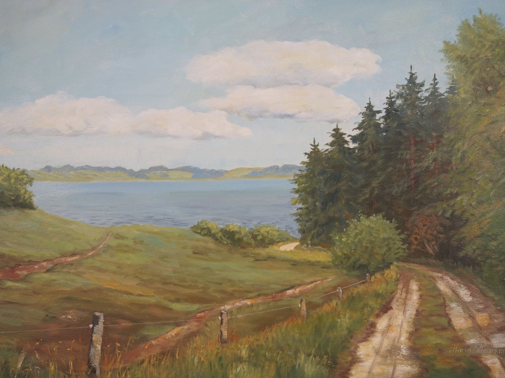 Karin Hermansen, The Road to the Lake, 1980s, Oil on Canvas, Framed