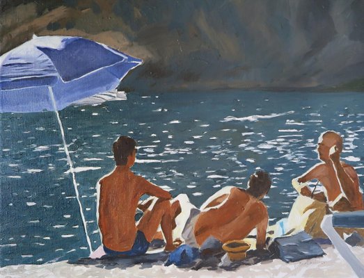 Karine Bartoli, Beach 3 Personnages, 2023, Oil on Canvas-CHG-2025799