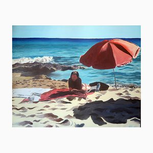 Karine Bartoli, Formentera, Red Umbrella, 2021, Oil-CHG-918189