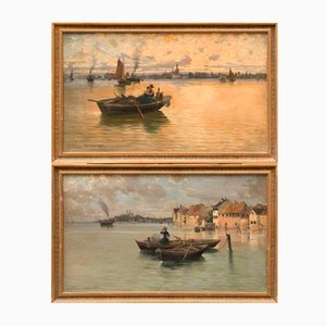 Karl Adolf Wilhelm Chelius, Romantic Bavarian Paintings, 1889, Oil on Canvas, Framed, Set of 2-ZCI-1293877