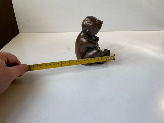 Karl Josef Hoffman Bronze Sculpture Baby Boy and Fish, 1950s-LCR-1309524