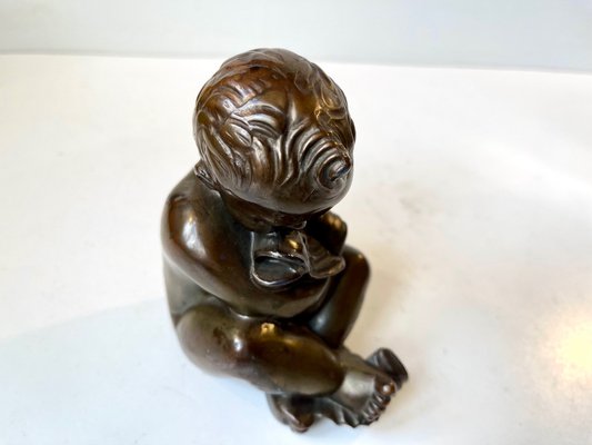 Karl Josef Hoffman Bronze Sculpture Baby Boy and Fish, 1950s-LCR-1309524