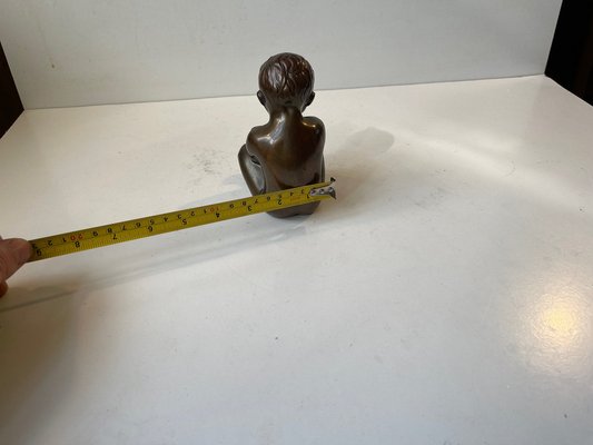 Karl Josef Hoffman Bronze Sculpture Baby Boy and Fish, 1950s-LCR-1309524