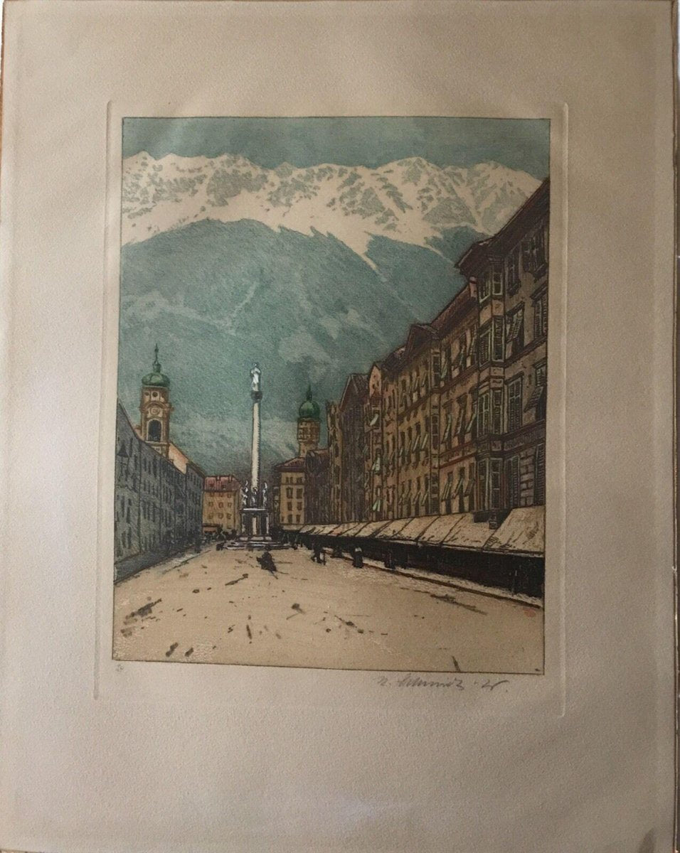 Karl Schmidt-Wolfra, 1891-1971, Annasäule, Lithograph