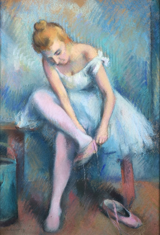 Karl Stohner, Ballerina in the Dressing Room, 1924, Pastel Drawing