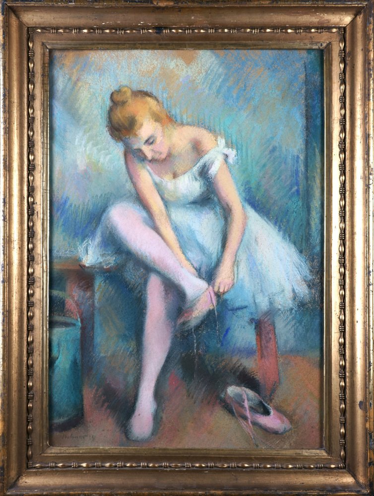 Karl Stohner, Ballerina in the Dressing Room, 1924, Pastel Drawing