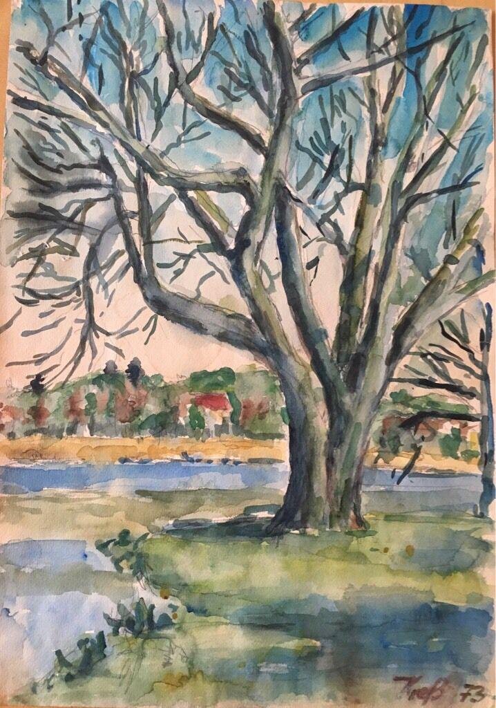 Karlheinz Kress, Oh Lonely Tree, 1973, Watercolor