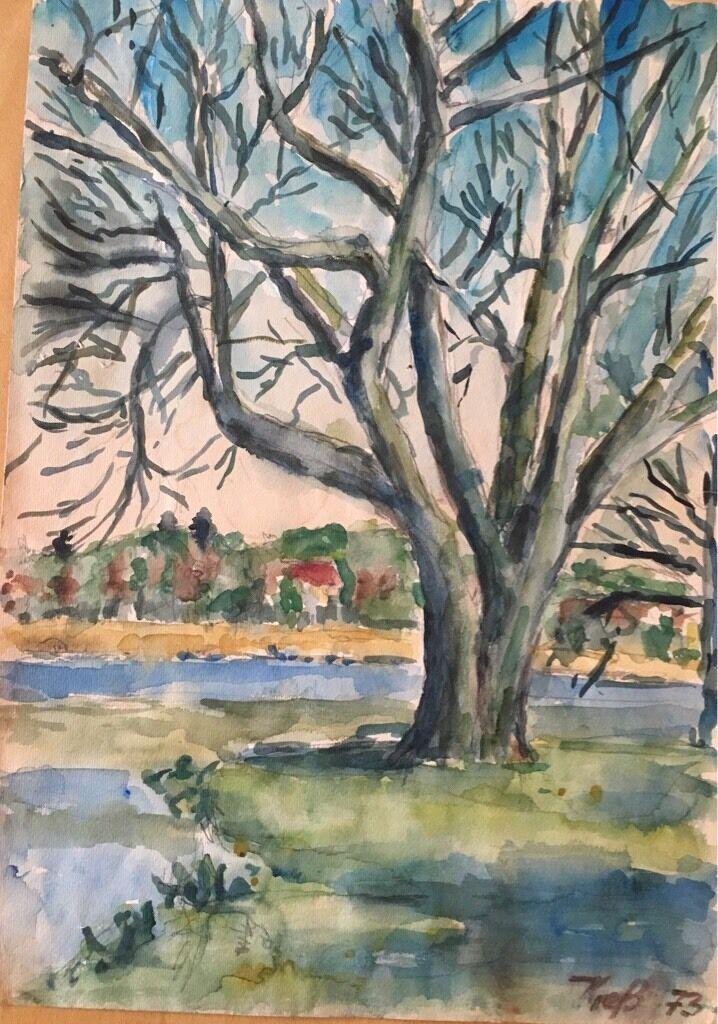 Karlheinz Kress, Oh Lonely Tree, 1973, Watercolor