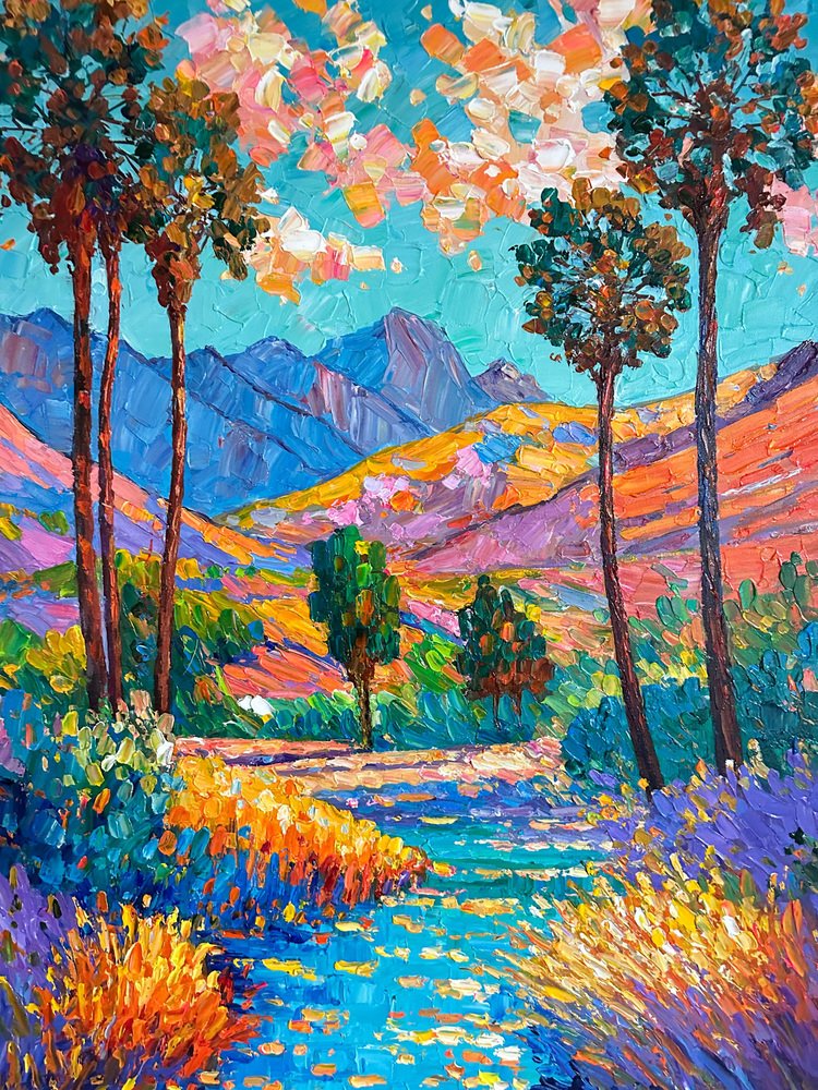 Katharina Husslein, Along the Back Roads, Oil on Canvas