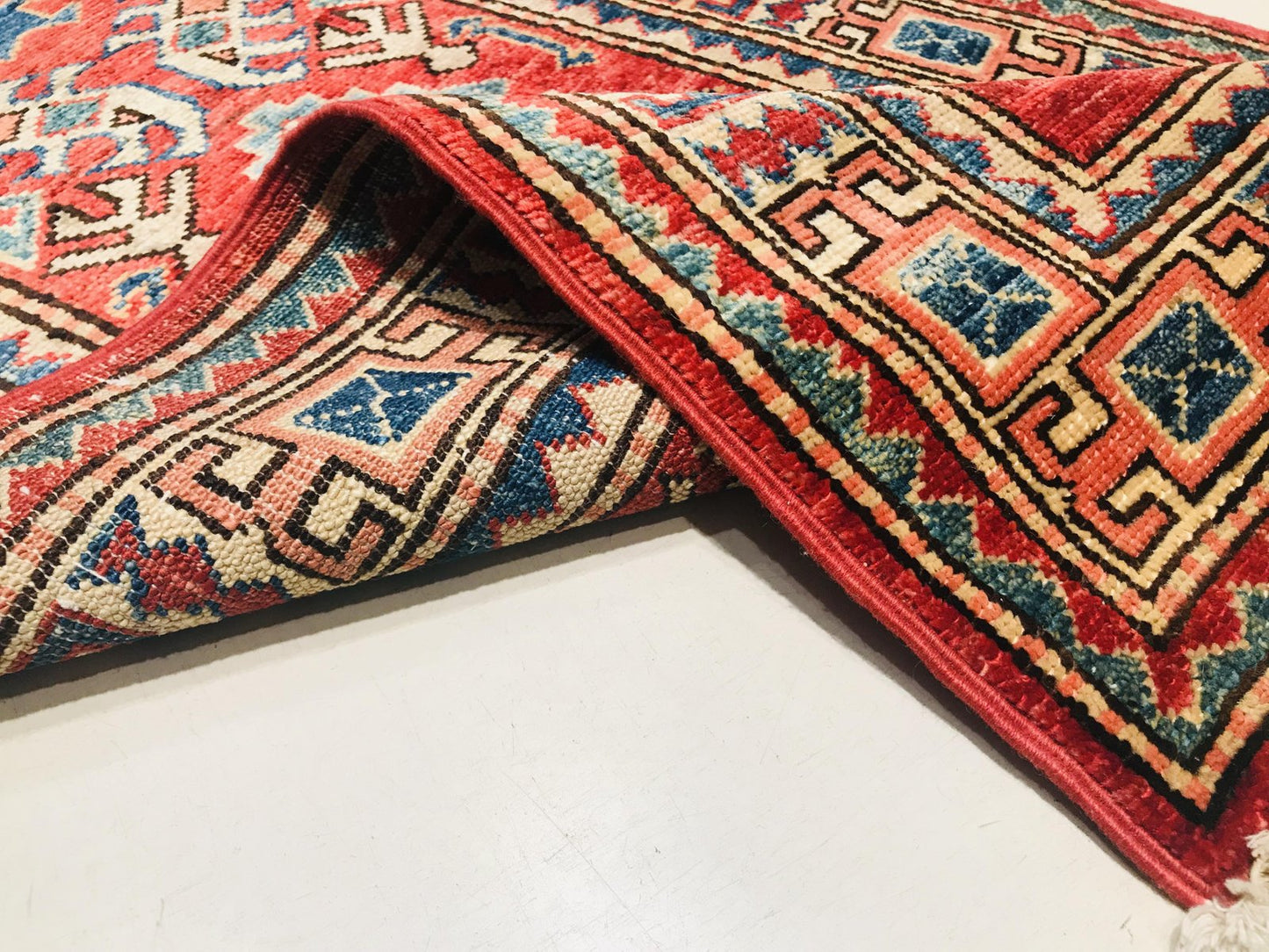 Kazak Hand-Knotted Wool Carpets, 1970s, Set of 2