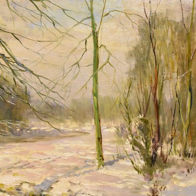 Kees Terlouw, Landscape Under Woods with Snow, 1920s, Oil on Canvas, Framed-YVI-1794334