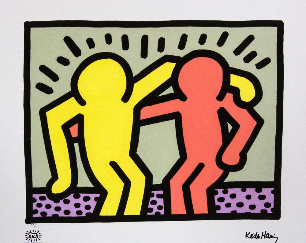 Keith Haring, Best Buddies, High End Offset Print, 1970s, Ink & Paper